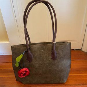 New Espe Purse Grey/Green With Rose Vegan Leather